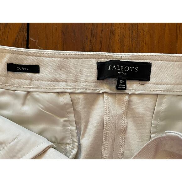 Talbots Women's 10 Petite Light Beige Curvy Dress Pants Stretch Cotton Spandex - Picture 3 of 9